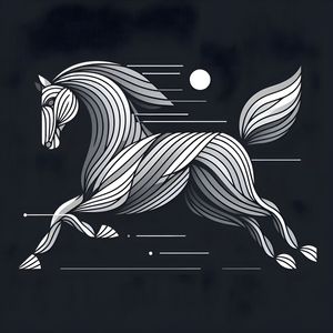 CAVALO VETORES GEOMÉTRICO ABSTRATO MINIMALISTA THREE BY AI