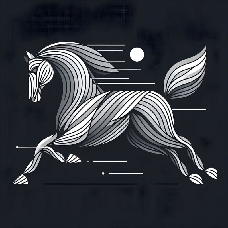 CAVALO VETORES GEOMÉTRICO ABSTRATO MINIMALISTA THREE BY AI