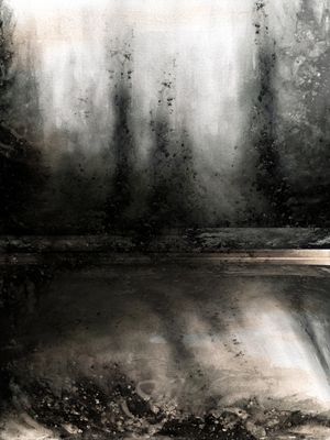 OBSCURITY CINZA PRETO NEUTRO - ABSTRATO ARVORES ATMOSFERICO FLORESTA PINTURA