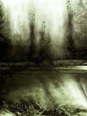 OBSCURITY OLIVO VERDE - ABSTRATO ARVORES ATMOSFERICO FLORESTA PINTURA