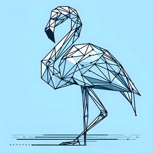 FLAMINGO VETORES GEOMÉTRICO ABSTRATO MINIMALISTA THREE BY AI