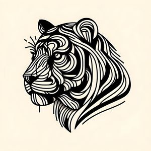 TIGRE VETORES GEOMÉTRICO ABSTRATO MINIMALISTA FIVE BY AI