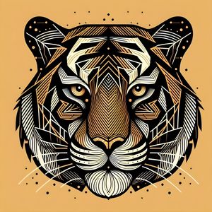 TIGRE VETORES GEOMÉTRICO ABSTRATO MINIMALISTA FOUR BY AI