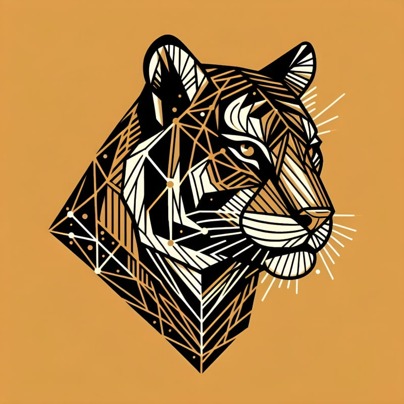 TIGRE VETORES GEOMÉTRICO ABSTRATO MINIMALISTA ONE BY AI