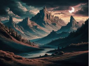 SURREAL MOUNTAINS VALLEY BY AI