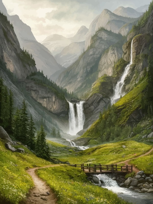 VALLEY OF GREEN ROCKS BY AI