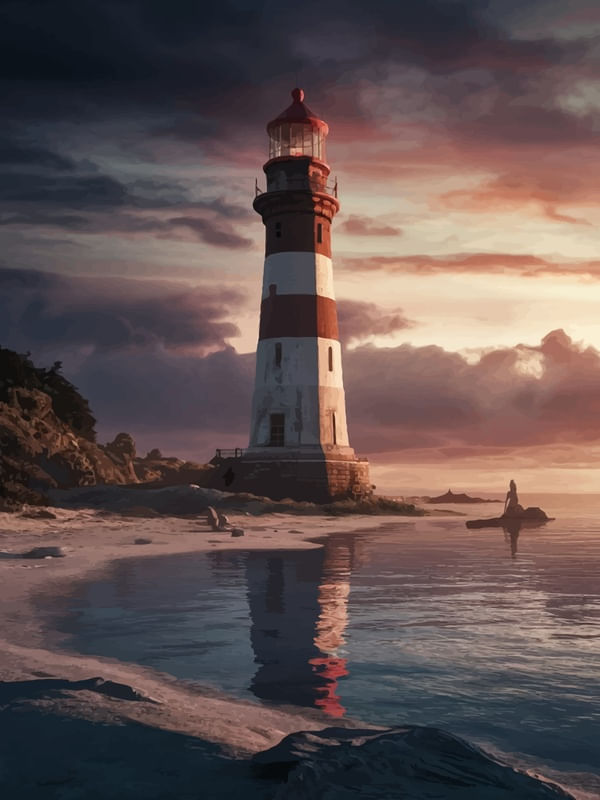 FLASHLIGHT IN MYSTIC SEA BY AI