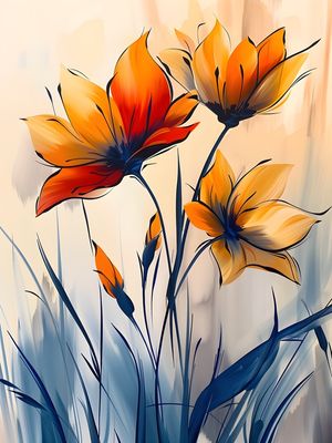 FLOWERS OIL PAINT - 75A BY AI