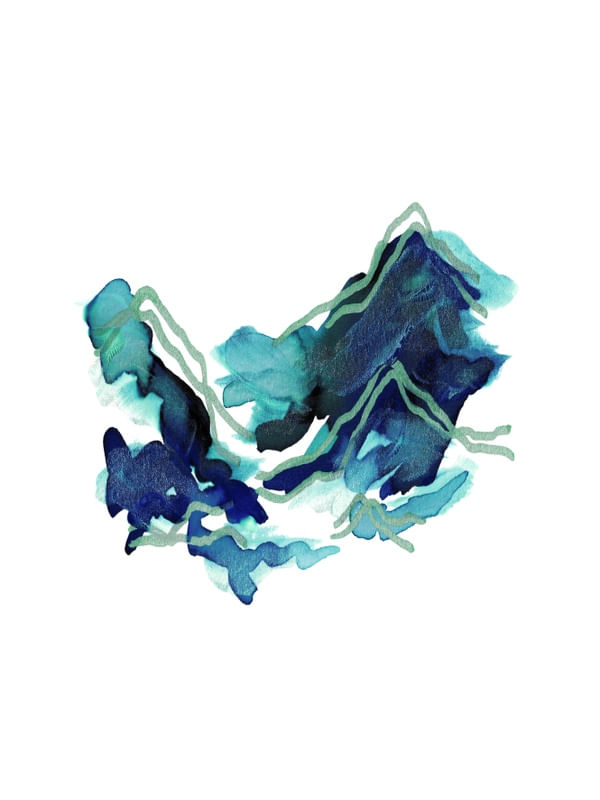 PEAKS AND VALLEYS 4 TURQUESA CERCETA - MONTANHAS MINIMALISTA ABSTRATO PINTURA