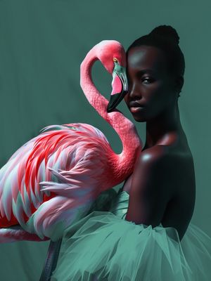 FLAMINGO E MULHER BY AI 01