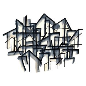 STRONG FOUNDATIONS 1 QUADRADO - ABSTRATO URBANO MODERNO SKETCH PINTURA