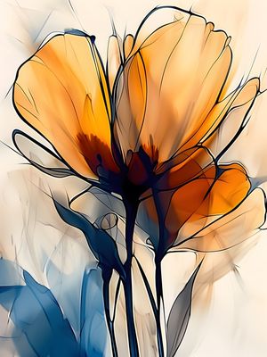 FLOWERS OIL PAINT - 85A-BY AI