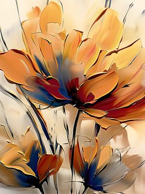 FLOWERS OIL PAINT - 90A-BY AI