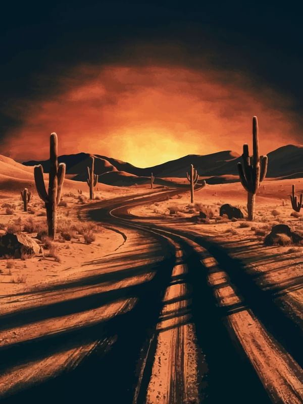 FIRE DARK DESERT BY AI