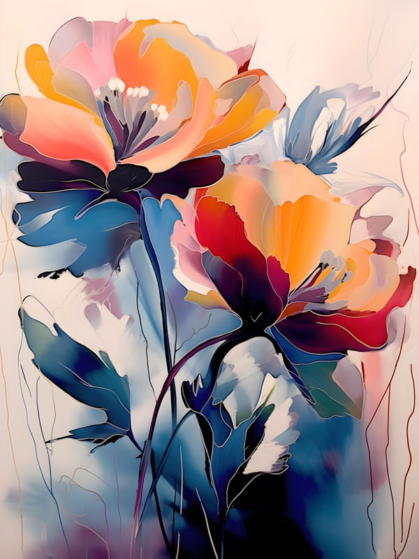 FLOWERS OIL PAINT - 107A-BY AI