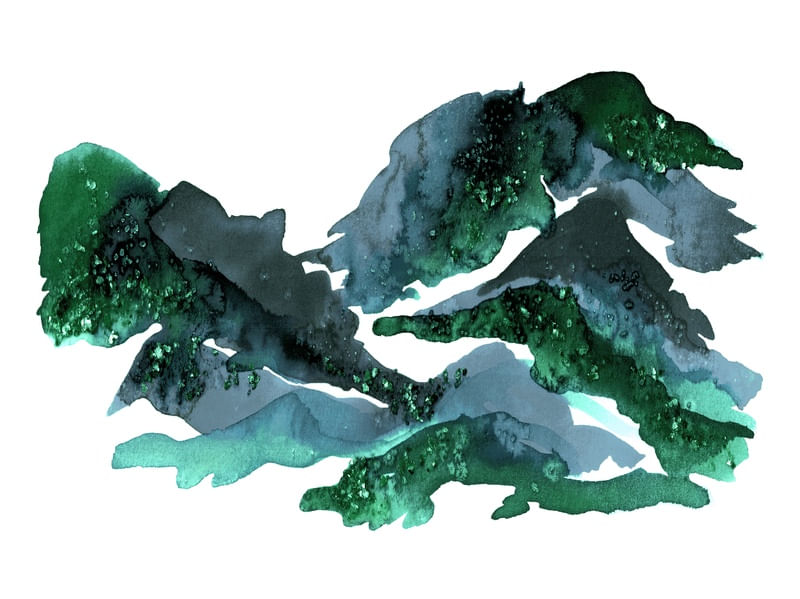 MOVING MOUNTAINS 1 COOL COAST - ABSTRATO MONTANHAS PAISAGEM PINTURA