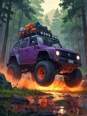 SUV IN FIRE BY AI