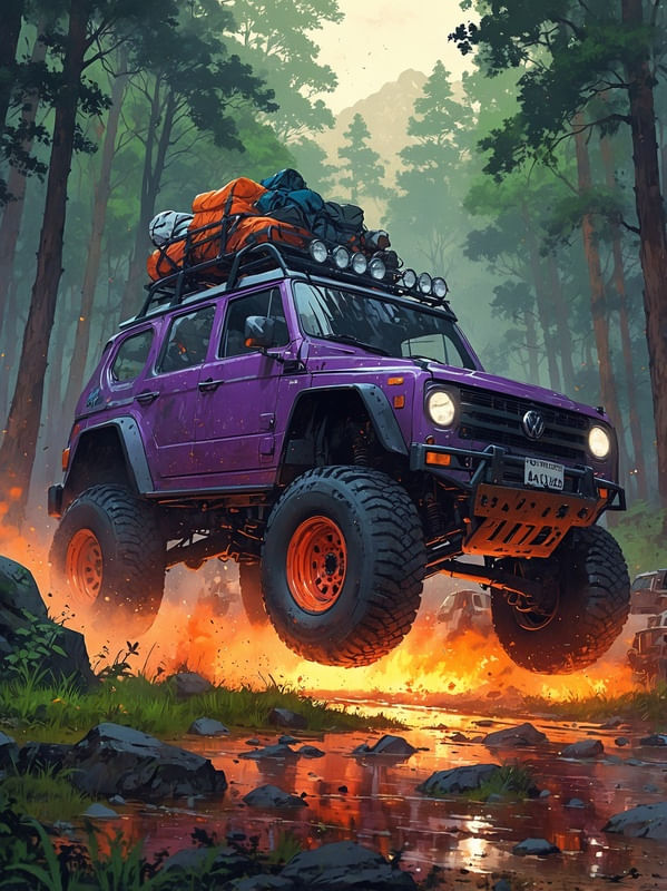 SUV IN FIRE BY AI