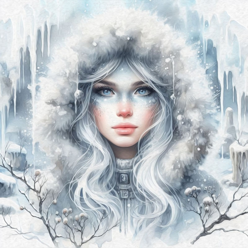 WOMAN IN WINTER BY AI