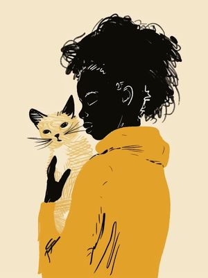 MENINA COM GATO BY AI