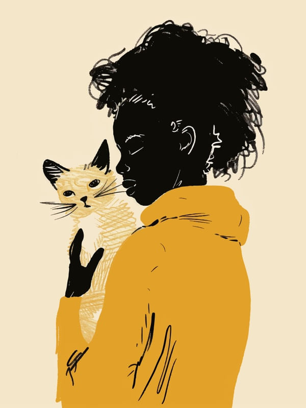 MENINA COM GATO BY AI