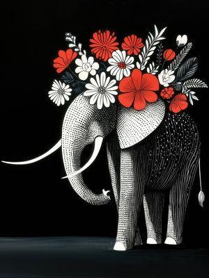 ELEFANTE EM FLORES BY AI