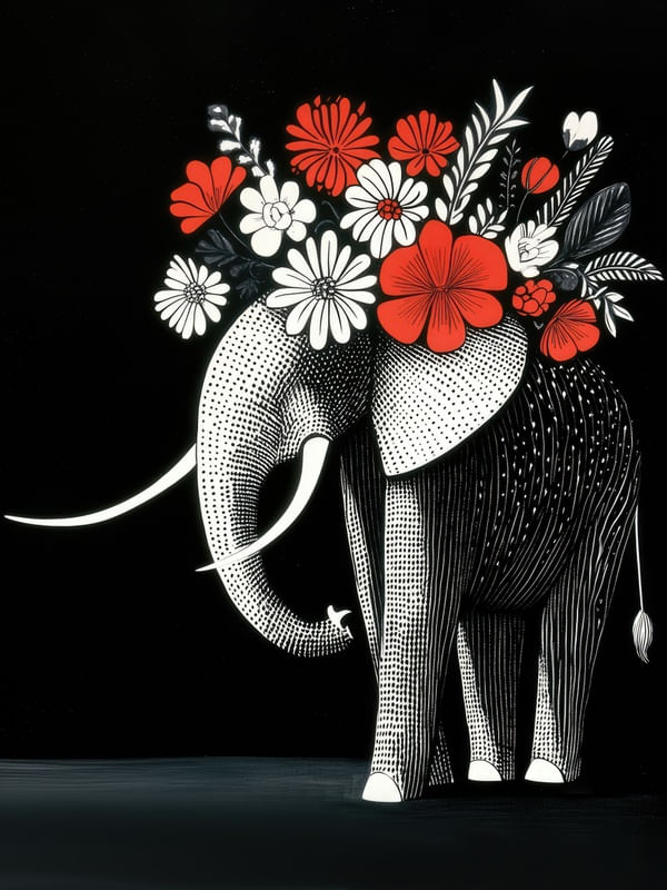 ELEFANTE EM FLORES BY AI