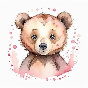 LITTLE BEAR PINK DOTS BY IA - COLEÇÃO INFANTIL BABY ANIMALS