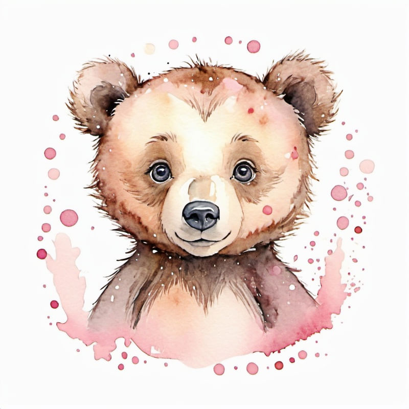 LITTLE BEAR PINK DOTS BY IA - COLEÇÃO INFANTIL BABY ANIMALS