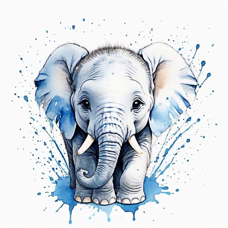 LITTLE ELEPHANT BLUE DOTS BY IA - COLEÇÃO INFANTIL BABY ANIMALS
