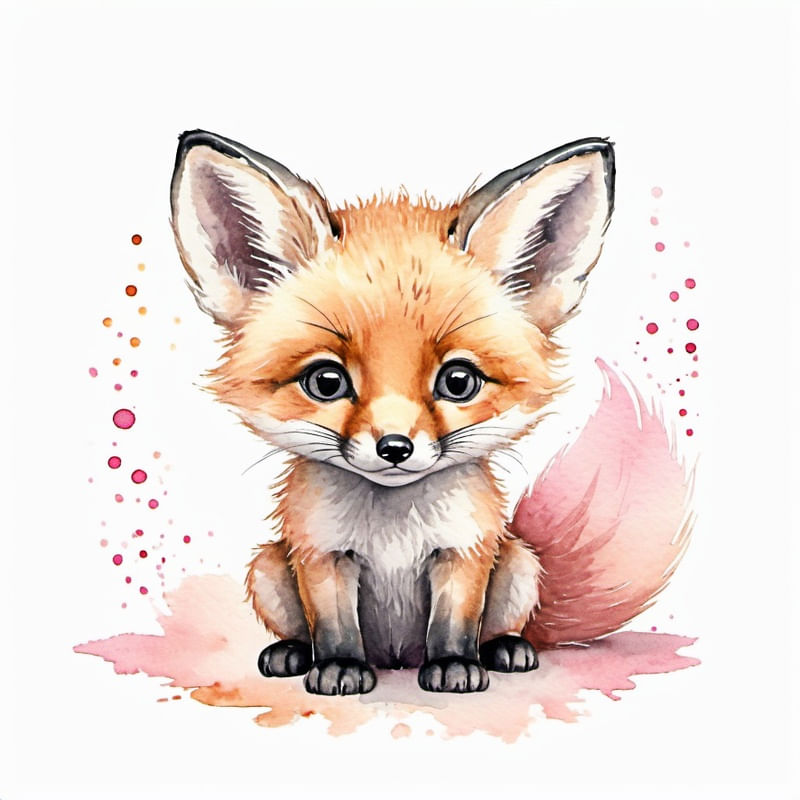 LITTLE FOX PINK DOTS BY IA - COLEÇÃO INFANTIL BABY ANIMALS