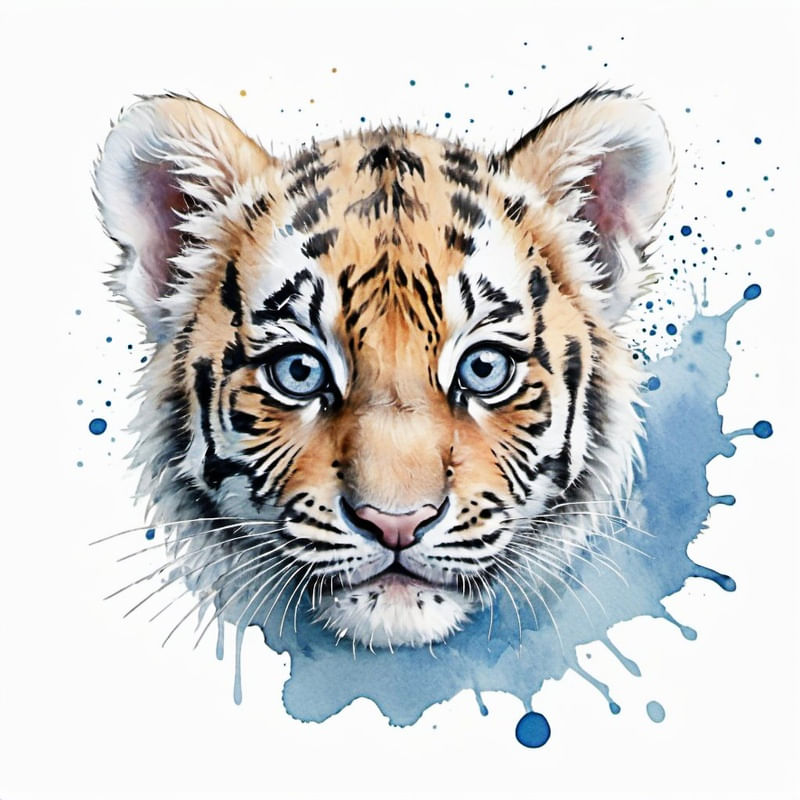 LITTLE TIGER BLUE DOTS BY IA - COLEÇÃO INFANTIL BABY ANIMALS