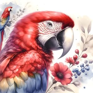 ARARA VERMELHA AQUARELA THREE BY IA