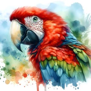 ARARA VERMELHA AQUARELA TWO BY IA