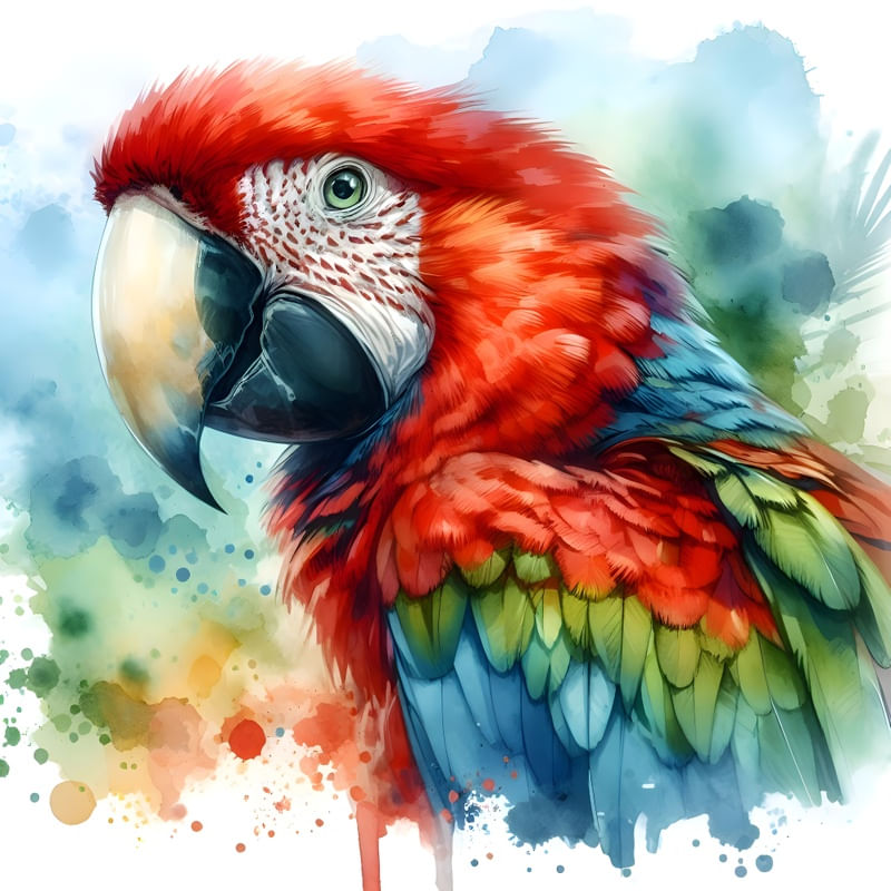 ARARA VERMELHA AQUARELA TWO BY IA