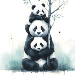 ARTE MINIMALISTA EM AQUARELA OS PANDAS BY AI