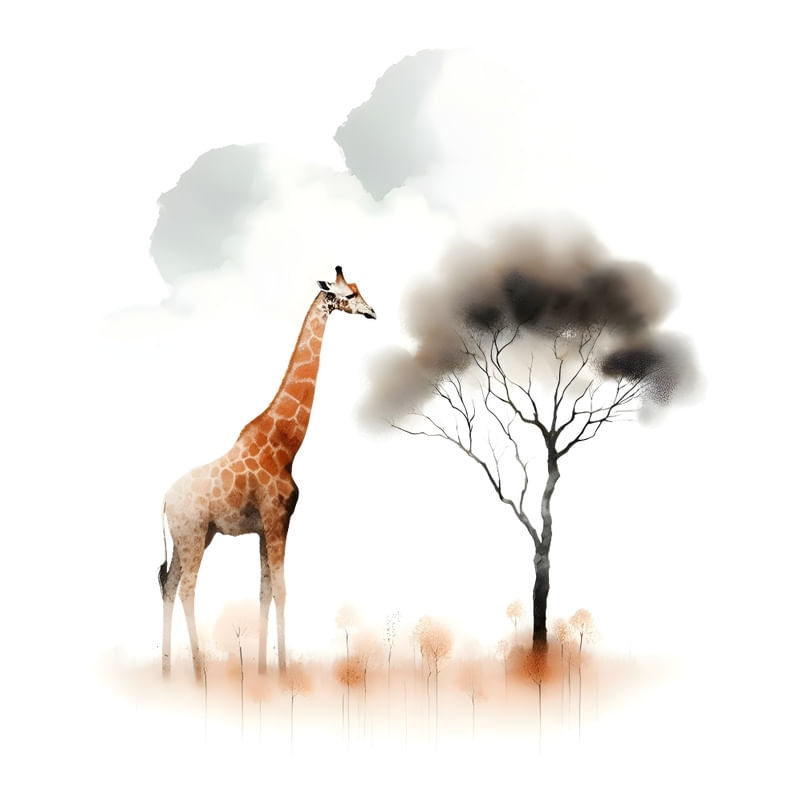 A GIRAFA E A ÁRVORE EM AQUARELA BY AI