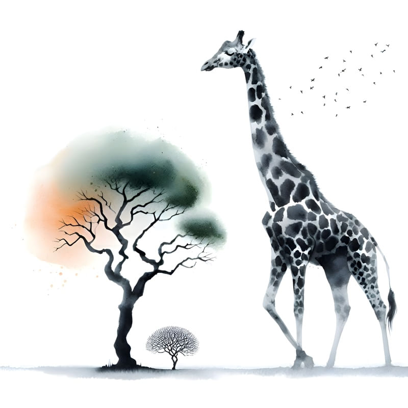 A GIRAFA MINIMALISTA EM AQUARELA BY AI