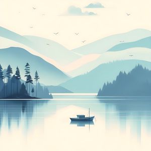 ARTE MINIMALISTA O LAGO AZUL BY AI