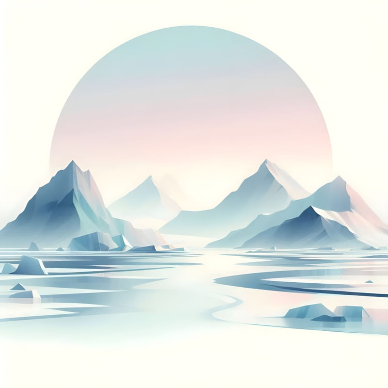 AS MONTANHAS DE GELO AO PÔR DO SOL EM AQUARELA BY AI