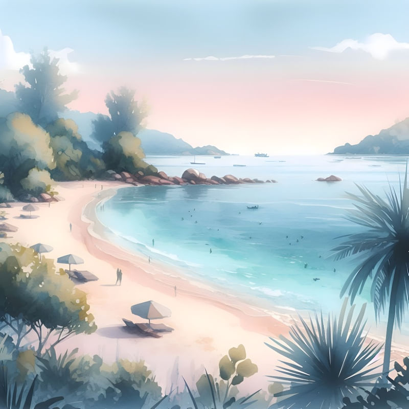 A PRAIA PARADISÍACA EM AQUARELA BY AI
