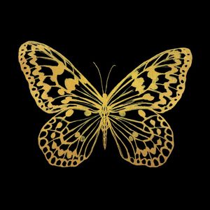 BORBOLETA DOURADA NO PRETO QUADRADO - INSETO ELEGANTE OURO SKETCH ILUSTRACAO