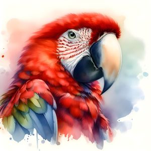 ARARA VERMELHA AQUARELA ONE BY IA