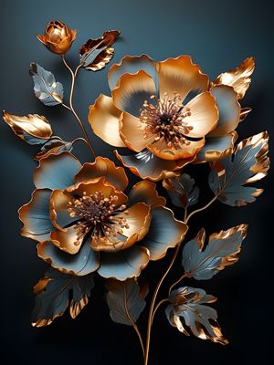 GOLD FLOWERS - 18A - BY AI