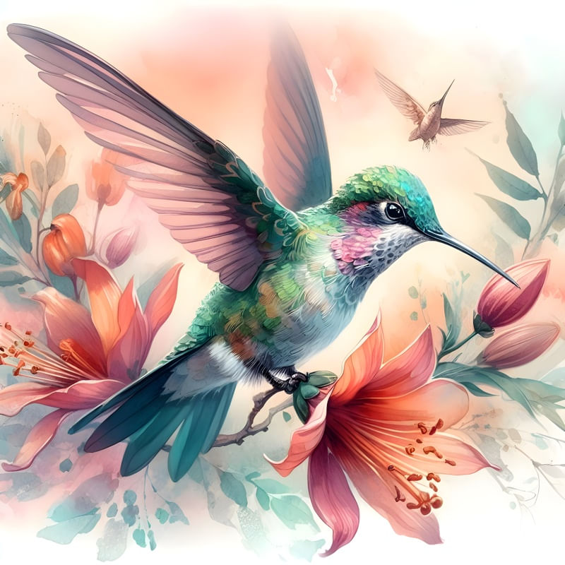 BEIJA FLOR EM AQUARELA BY AI