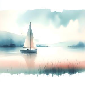O VELEIRO NO LAGO MINIMALISTA BY AI