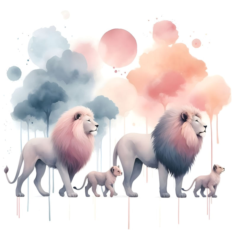 OS LEÕES EM AQUARELA BY AI