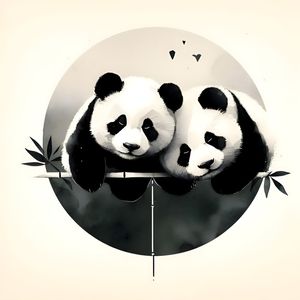 OS PANDAS MINIMALISTA EM AQUARELA BY AI