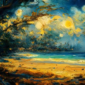 THE BEACH VAN GOGH INSPIRED PAINTING BY AI