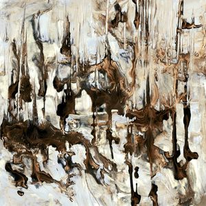 NEW WORLD ORDER MARROM RUSTICO QUADRADO - ABSTRATO ORGANICO PINTURA